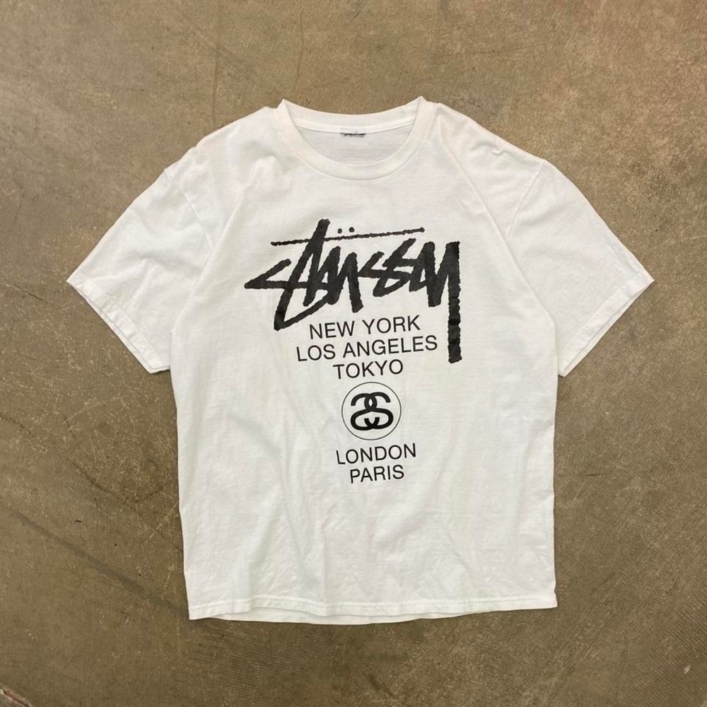 Vintage 90s Stussy World Tour T-Shirt Size Large
